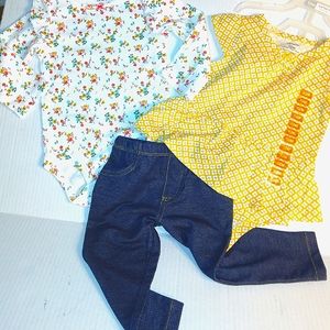 NWT*Carter's 12m Interchangeable denim Leggings Floral tops 3 piece set